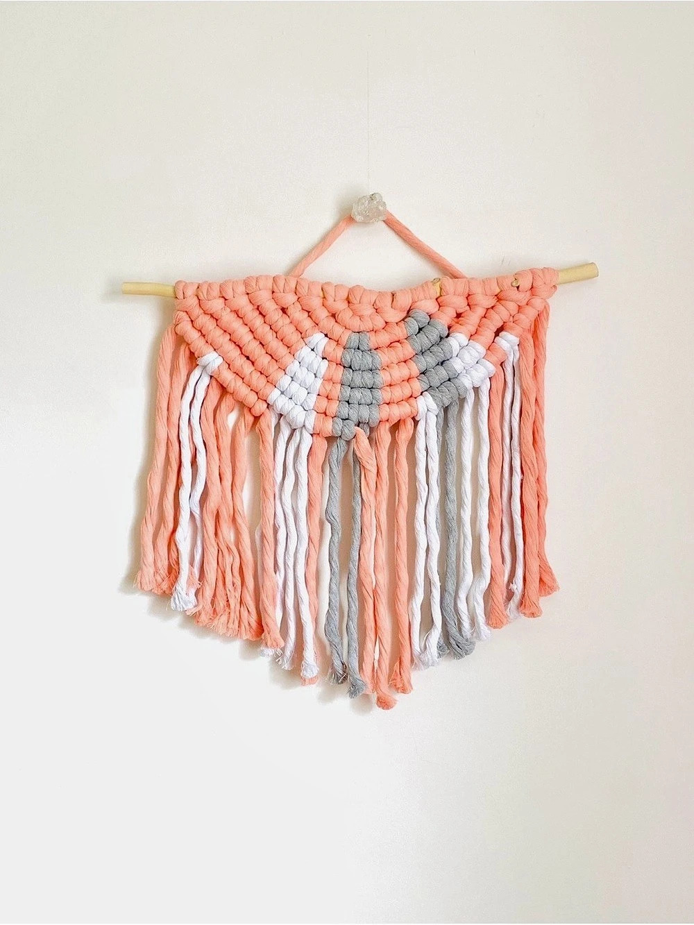 Peach & Gray Woven Wall Hanging NEW